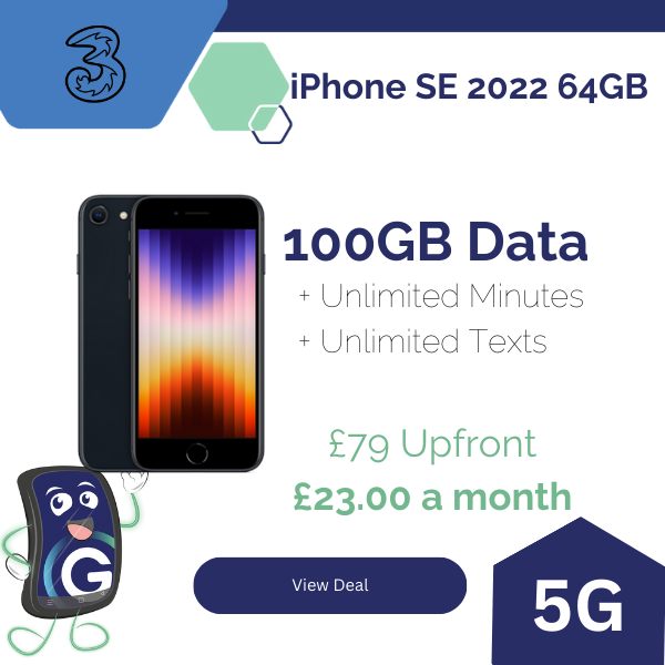 iPhone SE Three £79 Upfront 100GB Data