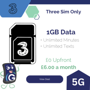 Three Sim Only 1GB Data