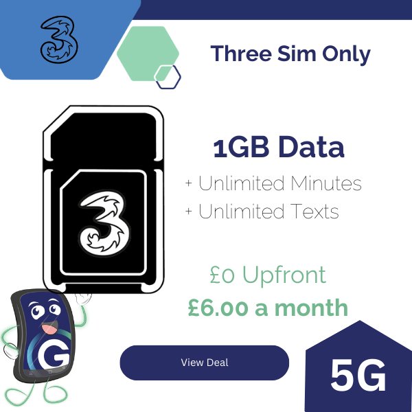 Three Sim Only 1GB Data