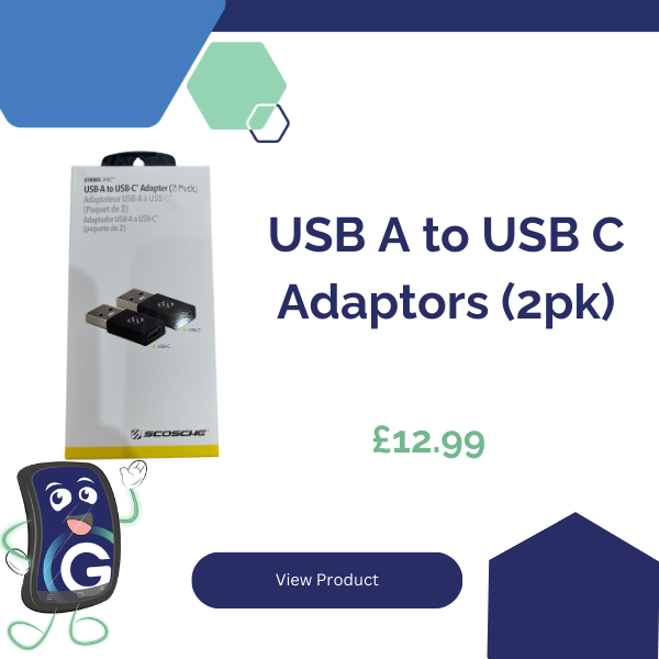 USB A to USB C Adaptors (2pk)